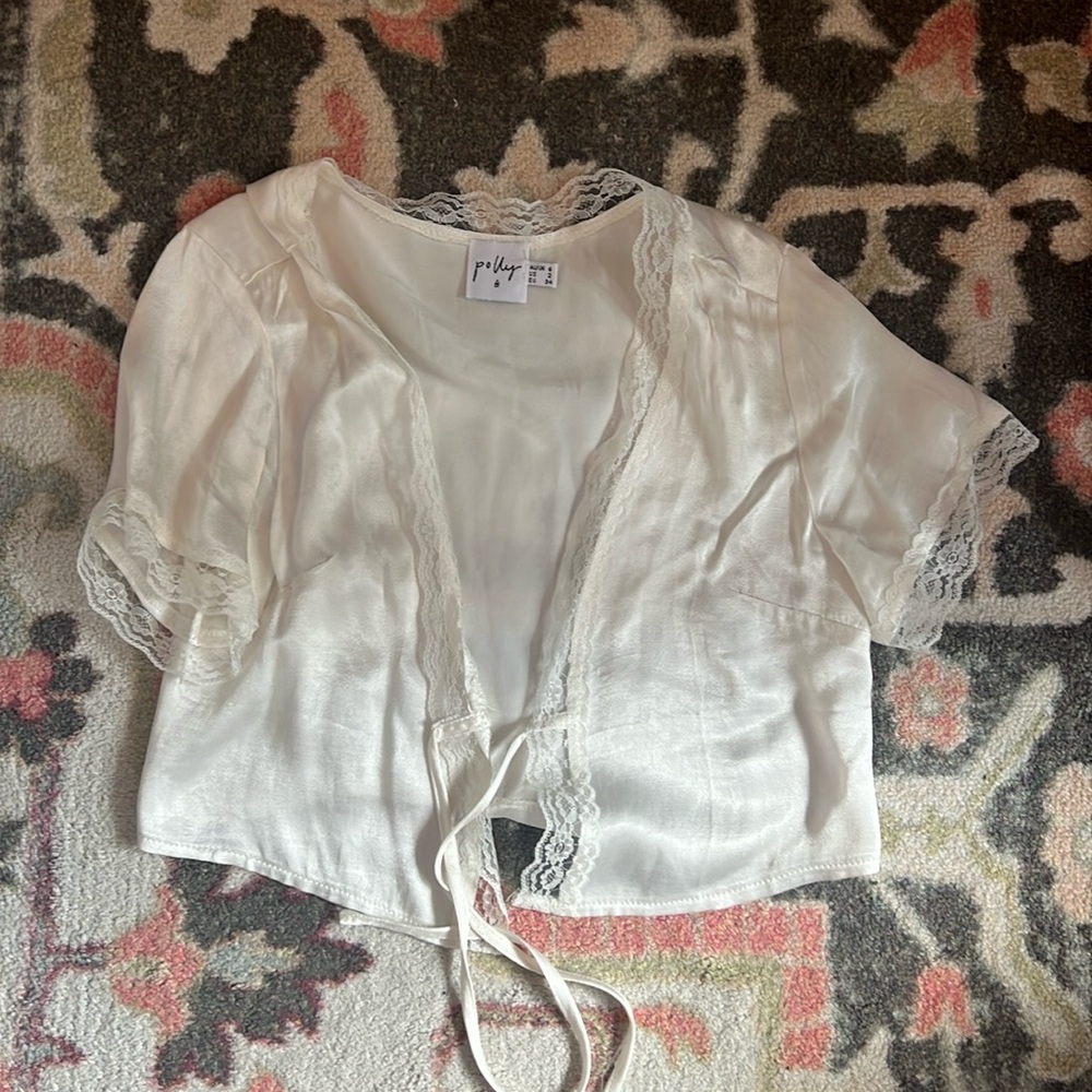 Princess Polly white satin wrap top.
